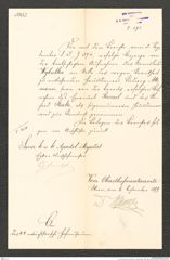 k.k. naturhistorisches Hofmuseum, Intendanzakten 1885-1896 (Hauer), Aktenzahl Z.595/1889, Seite 1